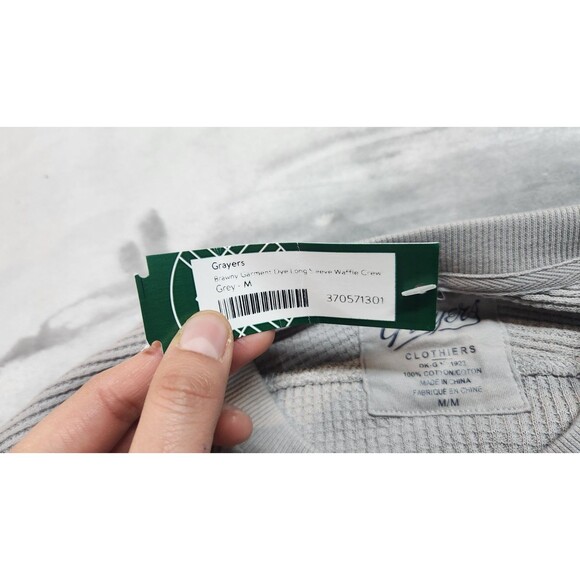 Grayers Mens Medium Gray Brawny Waffle Crew Shirt Long Sleeve 100% Cotton NWT - Picture 5 of 10